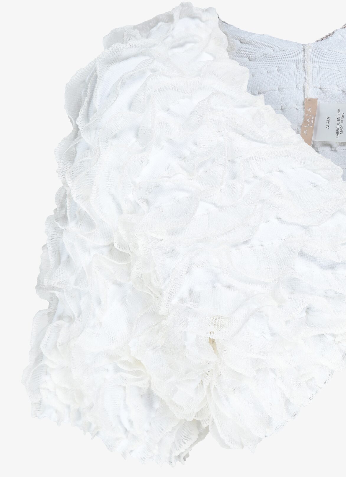 Ruffled Cardigan ALAÏA WHITE RUFFLED CARDIGAN